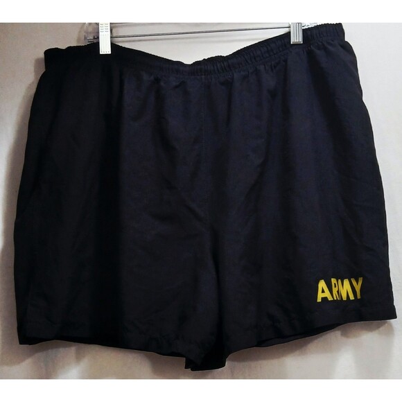 US Military Unisex APFU Shorts Army Black & Gold Lined PT Trunks Size XXL LNC - Picture 1 of 7